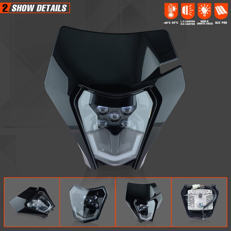 fewfuss Dirt Bike Led Headlight Motorcycle 2020-2022 Enduro Headlight Kit