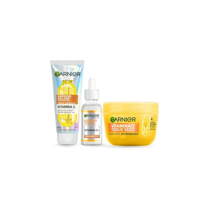 Kit Garnier Express Aclara Vitamina C: Limpiador, Sérum e Hidratante