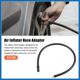 A ABSOPRO 50cm Threaded Tire Inflator Extension Hose Chuck Adapter Air Pump Tube Tire Valve Connection Pipe for Car Truck Bike MTB Copper Rubber Item Replacement
