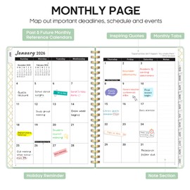 2026 Planner, Weekly and Monthly Planner, January 2026 - December 2026, Hardcover 2026 Calendar Planner Book with Tabs For Women & Men, Inner Pocket, Spiral Bound, Perfect for Office Home School Supplies - A4 (8.5" x 11"), Mint