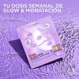 L'Oréal Paris Revitalift Ácido Hialurónico, Glass Skin Mascarilla de Hidrogel con Centella Asiática, Efecto glow en 90 Minutos, Hidratación Profunda y