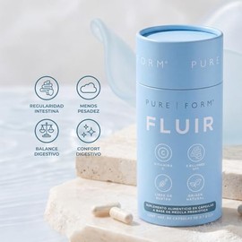 Pure Form Fluir - Suplemento en Cápsulas con Mezcla Probiótica Patentada 6S5B, Fibra Prebiótica de Inulina y Vitamina C | 5 billones UFC | 90 cápsulas
