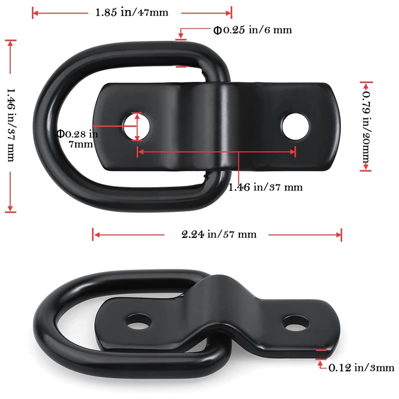 VEEBELL 6 Pack D Ring Tie Down Anchors, Heavy Duty