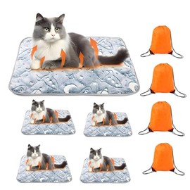 Riakrum 4 Pack Self Warming Cat Mat Heating Cat Bed 24" x 18" Thermal Dog Self Warming Pad Pet Heating Pad Non Slip Bottom Washable with Storage Bag for Indoor Outdoor Kitten Pet(28 x 45 Inches)