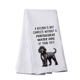 PWHAOO A Kitchen is Not Complete without A Portuguese Water Dog Kitchen Towel Portuguese Water Dog Lover Gift (Portuguese Water towel)