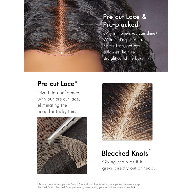 LUVME Human Hair Wigs Glueless 5x5 Curly Wig Human Hair