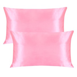 Satin Pillowcase for Hair and Skin 2 Pack, Softer than silk,Silky Pillow Cases Set, Breathable Anti Wrinkle Smooth Pillow Cover with Envelope Closure Queen Size (50 x 75 cm)