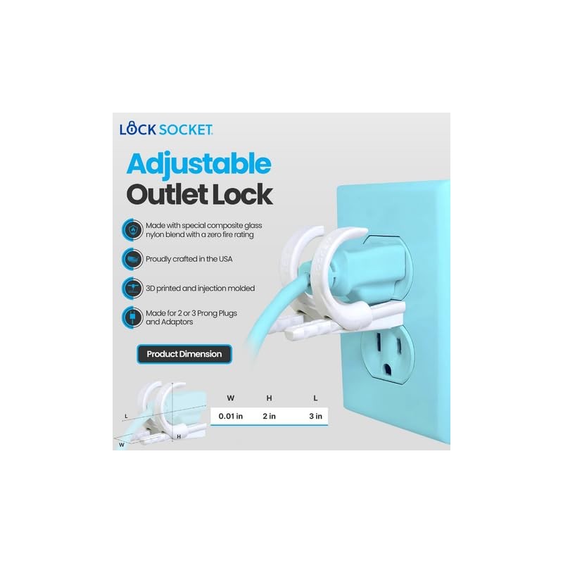 Lock Socket Adjustable Outlet Cover Lock - White | Anti-Theft,