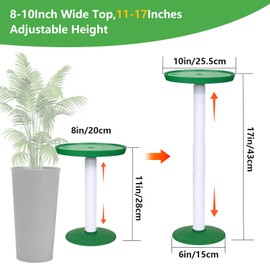 2 Pack Plant Riser Inserts for Large Pots, 8 in/10 in Interchangeable Sturdy Planter Inserts & 11 - 17 in Adjustable Height Lifters Planter Filler for Indoor & Outdoor Various Shapes Pots（Green）