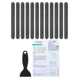 PATIKIL Badewanne Anti-Rutsch Aufkleber 20x2 cm, 12er Pack Sicherheits Dusche Grund Anti-Rutsch Aufkleber mit Klebepunkten Schaber für Badewanne Dusche Grund Treppe, Grau