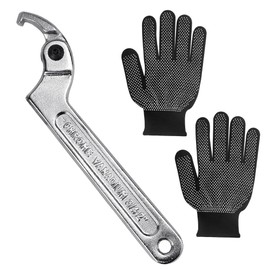 ZACUDA Adjustable Hook Wrench, 19-51mm C Hook Wrench Chrome Vanadium Hook Wrench Joint Hook Wrench with Non-Slip Gloves for Cylindrical Nuts (Square Head)