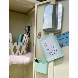 12 Pcs Green Locker Accessories Kit Locker Organizer for Girls, Magnetic Whiteboard Magnet Locker Mirror Rug Pen Holder Storage Basket Hook, Back to School Locker Kit for School Locker Decor Office