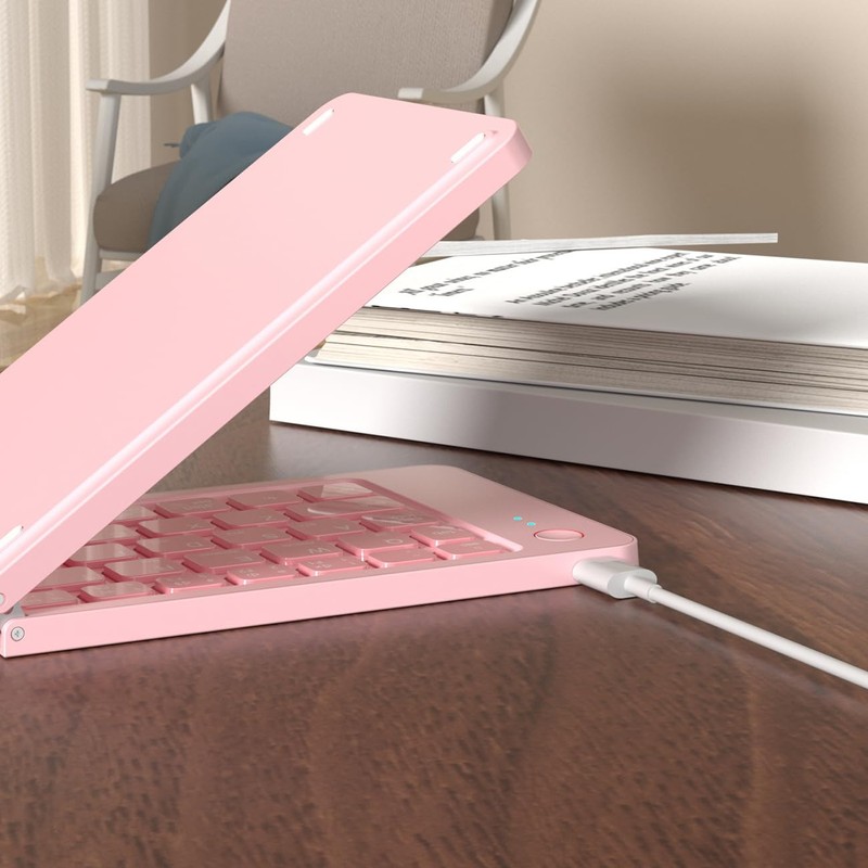 COOFUN Wireless Keyboard, Foldable Wireless Bluetooth Keyboard with Holder Travel