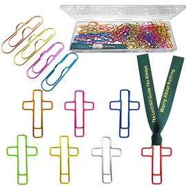 Cross Paper Clips with Ribbons and Pen Clips, Bible Study Supplies Gifts