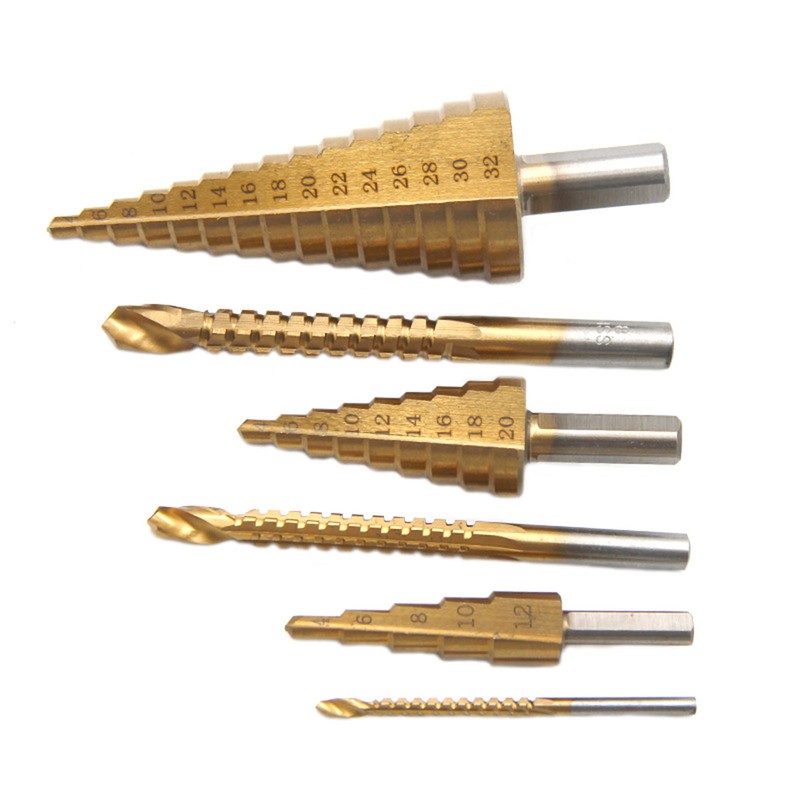Step Drill Bit Set Ti Coating Metal Straight Flute Hole