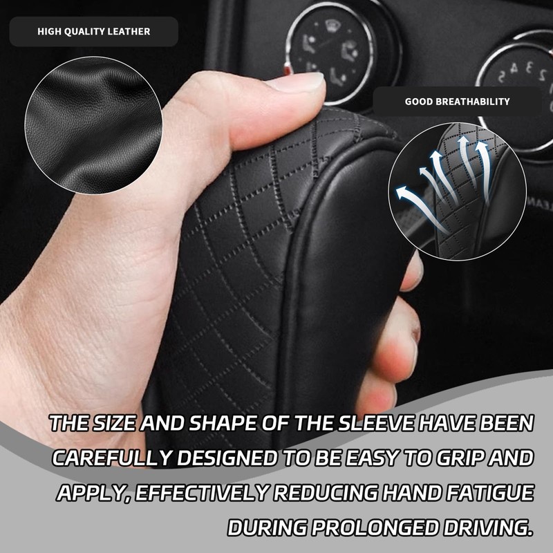 QKYS Leather Car Gear Shift Knob Cover, Upgraded Anti-Slip Design