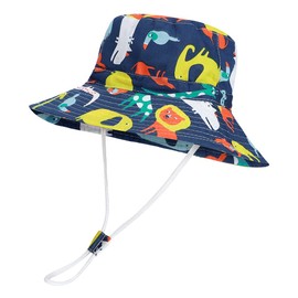 MASOCIO Baby Sun Hat Toddler Kids Boys Summer Bucket Hats Cap Adjustable Chin Strap Age 2 3 4 5 6 Years Navy Blue 2