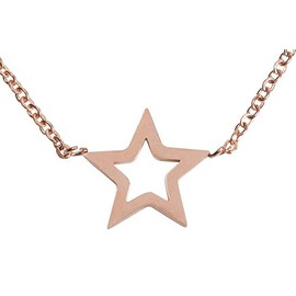 styleBREAKER 05030040 Women's Stainless Steel Necklace with Star Pendant, Anchor Chain, Lobster Clasp, Chain, Stainless Steel