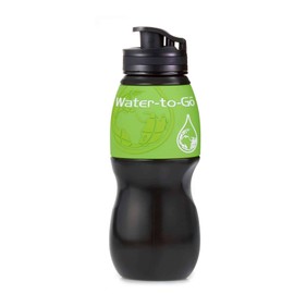 WATER TO GO Guaranteed Leakproof Filter Water Bottle with replaceable 3 Stage Filter which removes 99.99% of Bacteria & Contaminents and Improves Taste - Hiking, Camping & Travelling - BPA free, 75cl (GREEN)