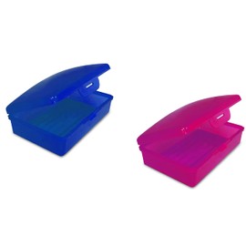 American Comb Soap Box with Lid, Pink & Blue, Set of 2