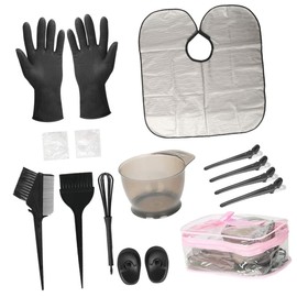 Vaguelly Hair Dyeing Kit with Brush Bowl Cape Gloves for DIY Hair Coloring at Home Salon Pink Packaging Set