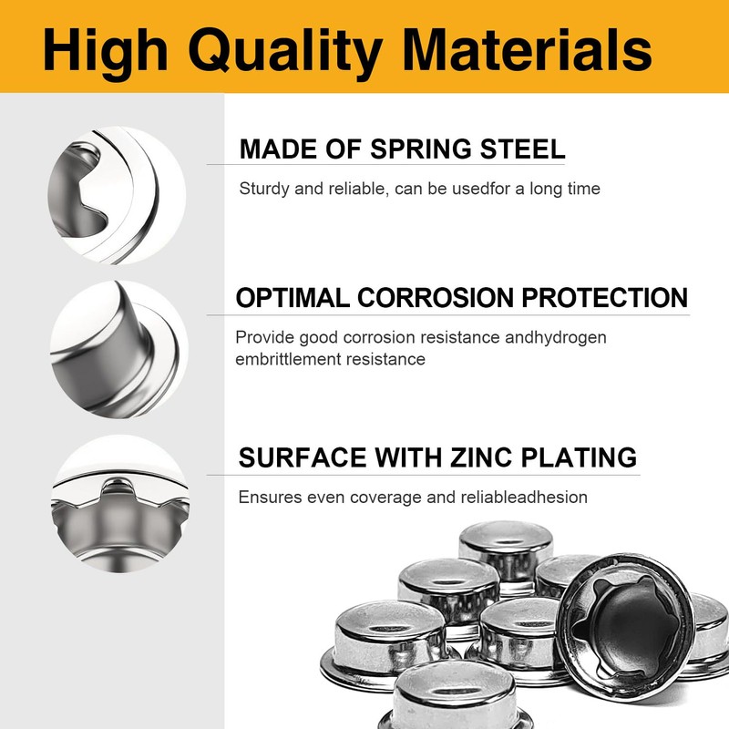 8PCS 1/2” Push Nuts Axle Cap, Push on Pushnut Spring