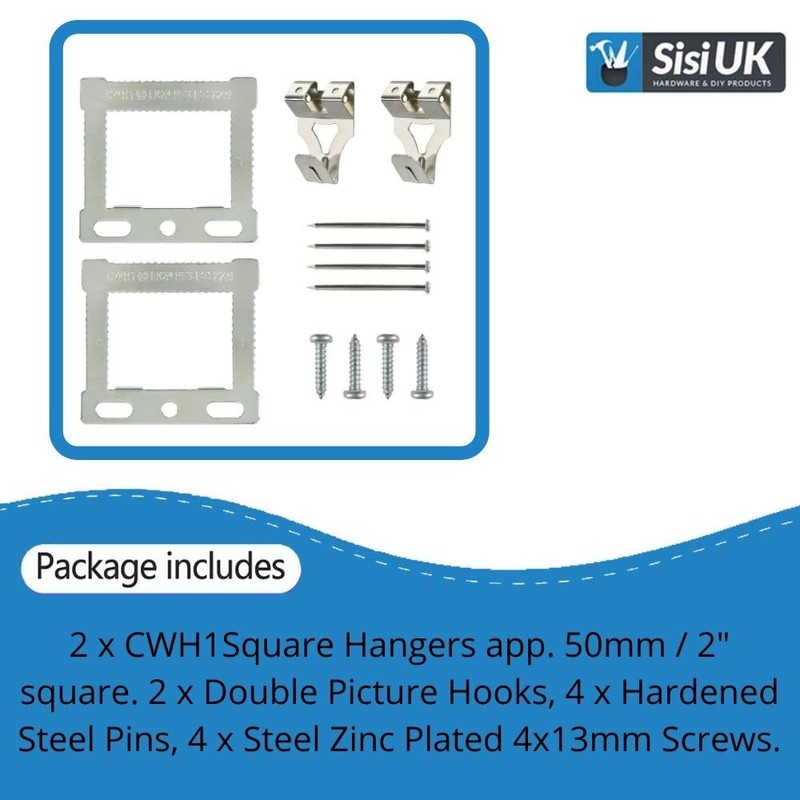 Canvas Floater Box Frame Picture Hanging Kit Silver CWH Hangers