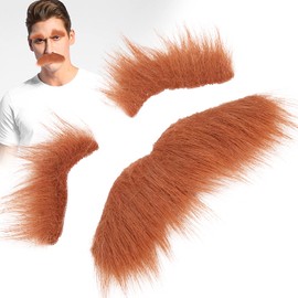 Juego de Bigote Y Cejas Falsos, Bigote Novedoso Autoadhesivo, Vello Facial para Fiesta de Disfraces, Disfraz Y Actuación (marrón)