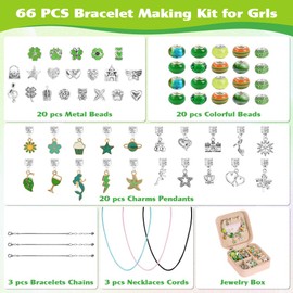AUAUY Charm Bracelet Making Kit for Girls, 66pcs Gifts for Girls Bracelet Making Kit with Box, Jewellery Making Kit for Girls, Arts and Crafts for Kids Stocking Fillers for Girls Toys Age 5 6 7 8 9 10