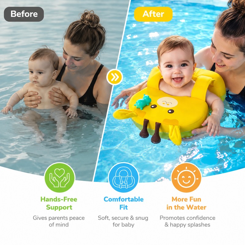 Non-Inflatable Baby Swim Float for Pool Play – Lightweight Foam