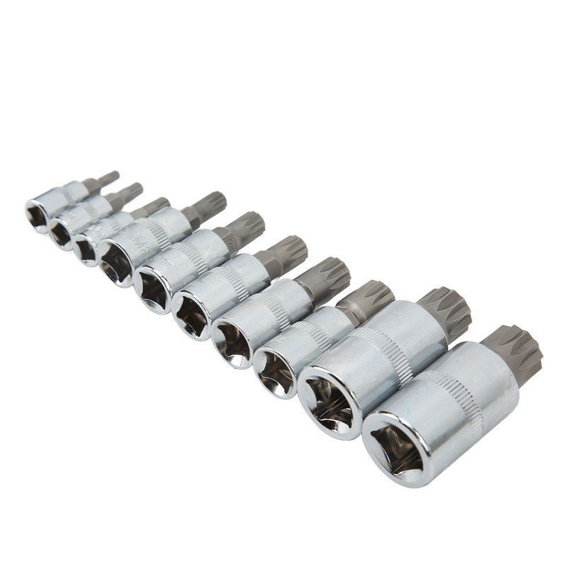 10PCS Triple Square Spline Bit Socket Set Low Wear Accurate