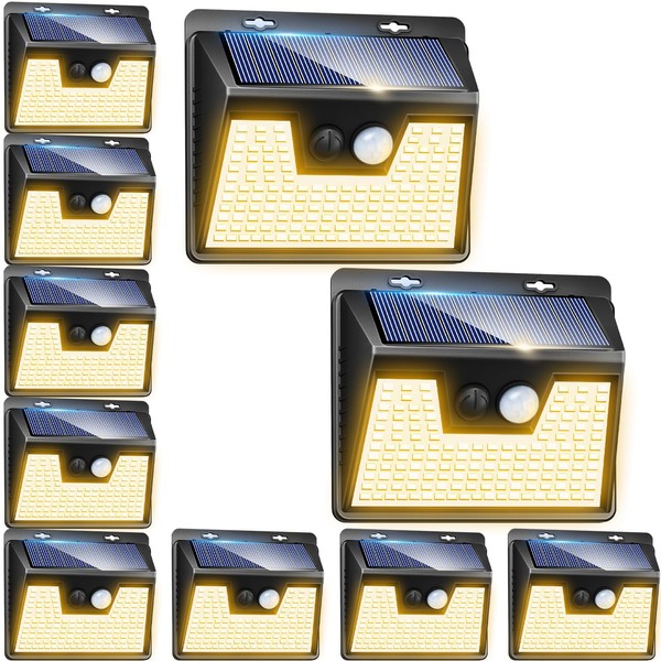 Peasur Solar Outdoor Lights [10 Pack/140LED], 3000K Warm Light Motion