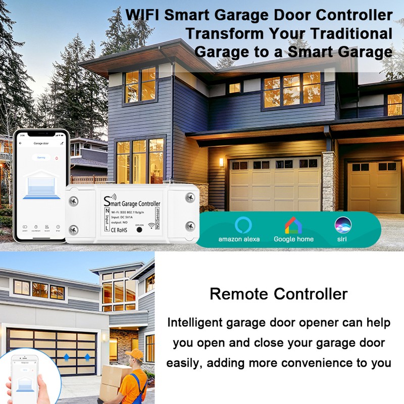 Tuya WiFi Garage Door Opener Intelligent Remote Controller Sensor Support