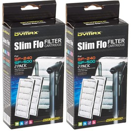 Dymax Filter Cartridge Replacement for Slim FLO SF-240 and SF-500 Hang On Back Aquarium Filter (2 Boxes (4 Cartridges Total))