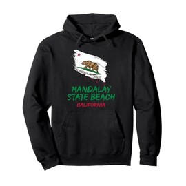 Mandalay State Beach California Paint Splatter Flag Vacation Pullover Hoodie