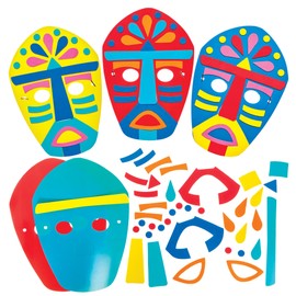 Baker Ross FN013 Tribal Mask Kits - Pack of 8, Educational Arts and Crafts Kits, Learning Resources