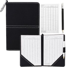 Golf Scorecard Holder, PU Leather Scorecard Holder Cover Yardage Book Cover with Pencil & Golf Ball Marker Score Counter Book for Men Women Pencil Yardage