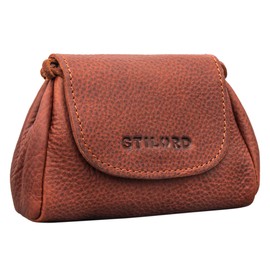 STILORD 'Bronn' Leather Pouch Small Vintage Purse for Money and Key Coin Bag for Women and Men Mini Cash Wallet Genuine Leather, Colour:Kara - Cognac