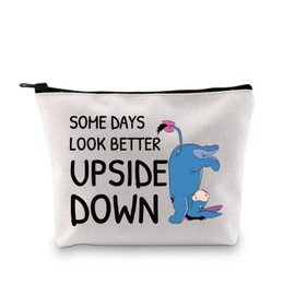 Cartoon Donkey Quote Makeup Bag Some Days Look Better Upside Down Donkey Gifts for Donkey Lovers Positivity Gift (Upside Down ku)