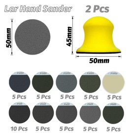 VACUBXBY Sanding Block Velcro Set with 2 Wet/Dry Hand Sanding Block and 55 Round Sheets Sandpaper for Jesmonite Concrete Terrazzo, 100 to 7000 Grit for Craft Polishing