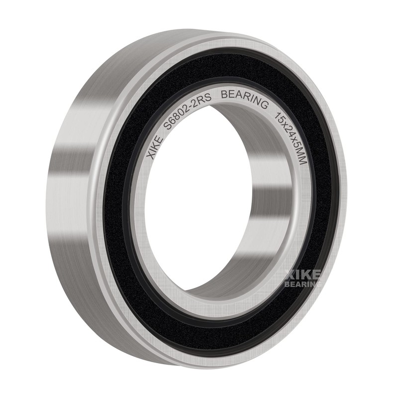 XIKE 10 Pcs 6802-2RS Bearings 15x24x5mm, Double Rubber Seals and
