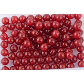 Natural Stone Beads 100pcs 8mm Red Agate Jade Round Genuine Real Stone Beading Loose Gemstone Hole Size 1mm DIY Smooth Beads for Bracelet Necklace Earrings Jewelry Making (Red Agate, 8mm)