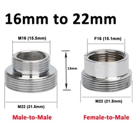 Faucet Water Aerator Adapter Brass Faucet Water Filter Connector 16mm to 22mm NPT Thread Adapter (Female to Male)
