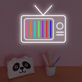 Retro TV Led Neon Sign - Vintage Old TV Set with TV Interference No Signal - Perfect Wall Décor for your 90s Theme Party, 13"x15.2"
