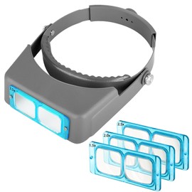 SUNJOYCO Optivisor Headband Magnifier, Magnifying Glasses for Close-up Work, Headset Magnifying Visor, 1.5X 2.0X 2.5X 3.5X