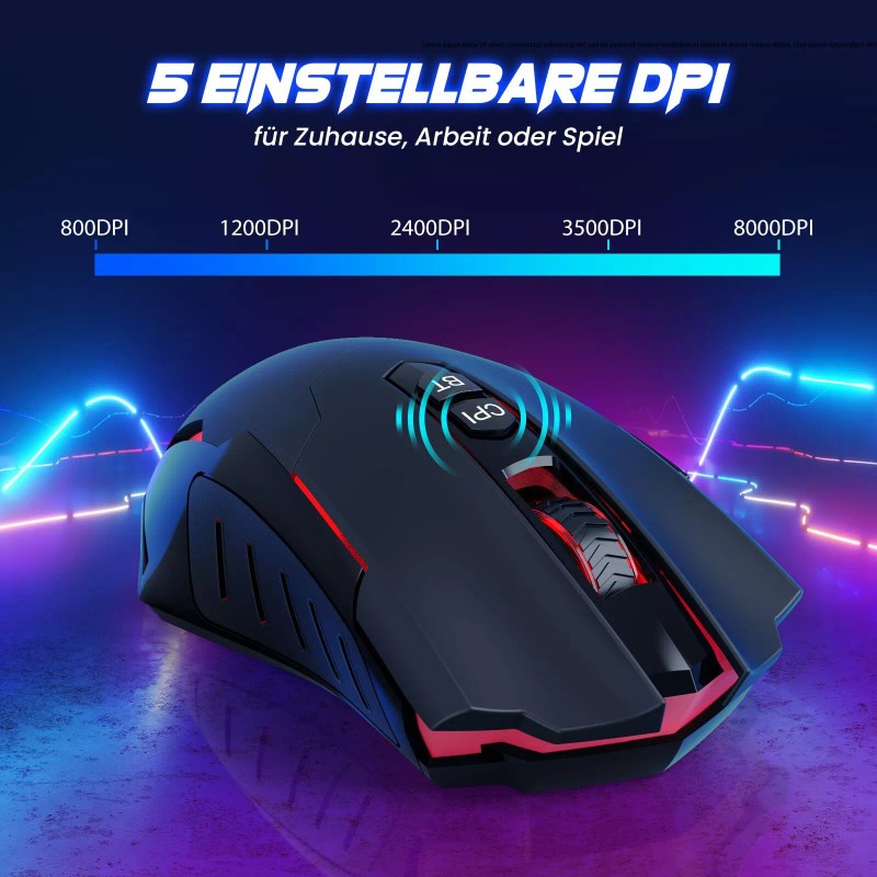 RisoPhy Gaming Mouse Wireless Mouse Gaming with 8000 DPI PC