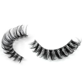 Clear Band False Eyelashes, 3D Fluffy Strip Eyelashes, D Curl Lash Strip, Natural False Eyelashes, Natural Wispies, Fluffy Eyelashes for Wispy Fake Eyelashes, Faux Eyelashes, Natural Look (DP16S)