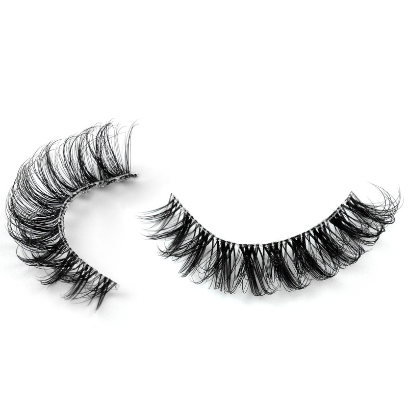 Clear Band False Eyelashes, 3D Fluffy Strip Eyelashes, D Curl