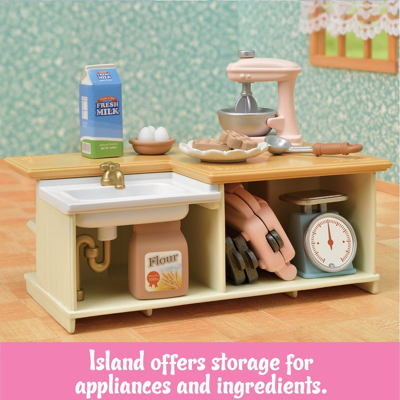 Calico Critters Kitchen Island - Toy Dollhouse Furniture and Accesories