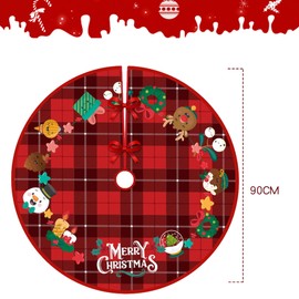 Christmas Tree Skirt,Christmas Tree Decorations,35in/90cm Xmas Tree Skirts Red and White,Xmas tree base cover for Christmas New Year Home Party Indoor and Outdoor Decoration